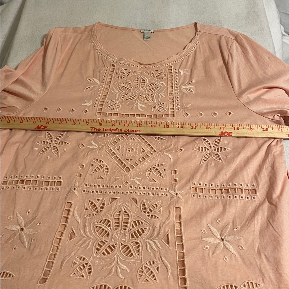 J. Crew Peach Embroidered Cutwork Tunic - Picture 8 of 13